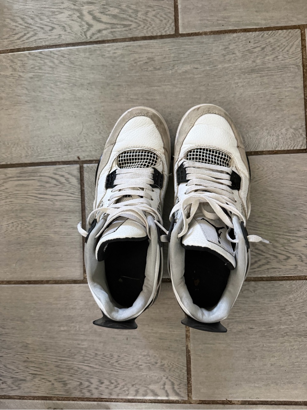 Jordan White and Black High-Top Basketball Sneakers